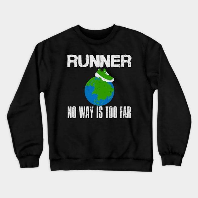 Runner Gift | Earth Running Shoe Marathon Earth Crewneck Sweatshirt by DesignatedDesigner